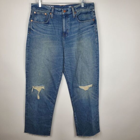 J. CREW BA646 Slouchy boyfriend jean in Southern Sky wash Mid Rise Rips Holes - Picture 2 of 12
